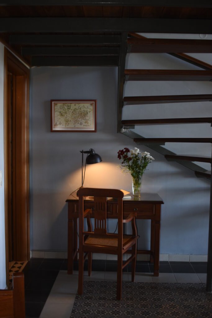 Small desk inside Alisahni Villas in Kiotari, Rhodes.