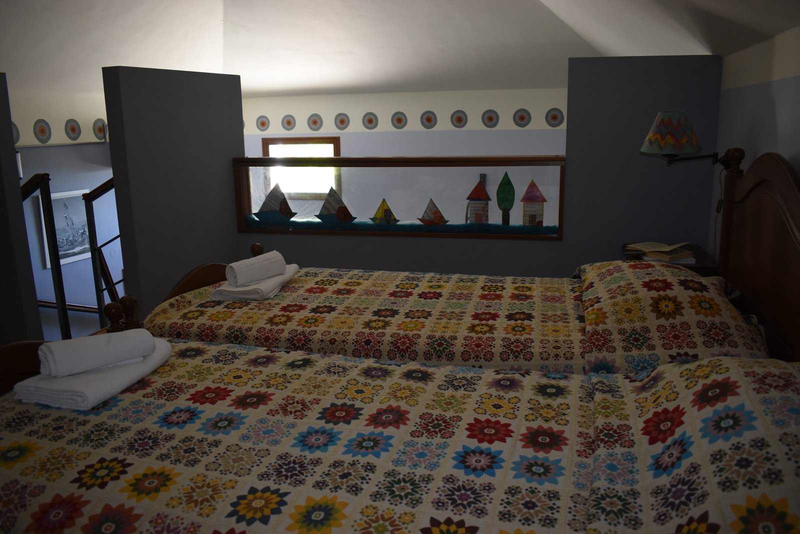 Two single beds in the second sleeping area at Alisahni Villas in Kiotari, Rhodes.